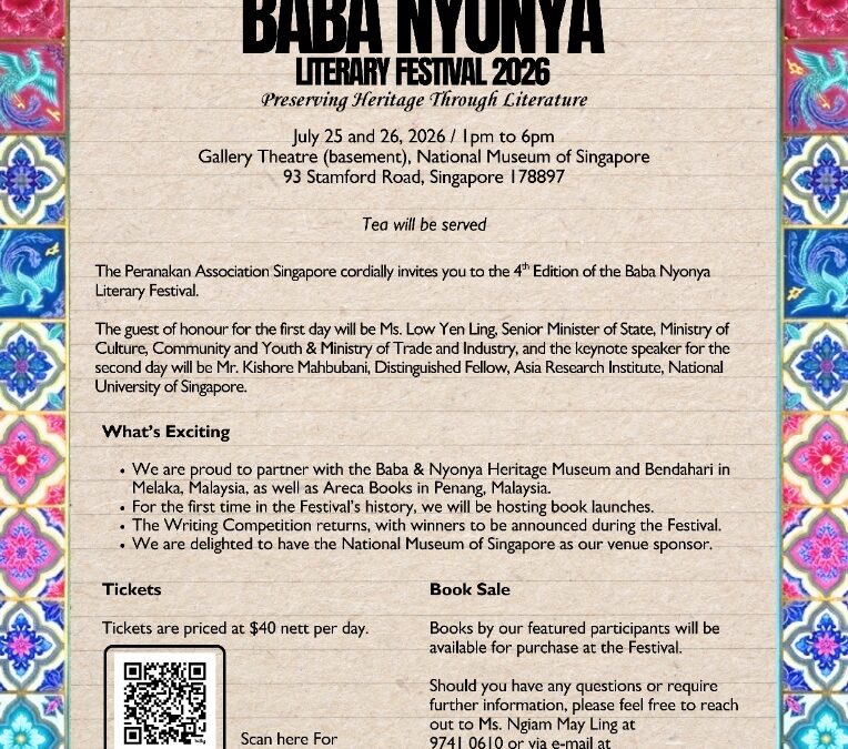 Baba Nyonya Literary Festival 2026 – Tickets for Sale Now!